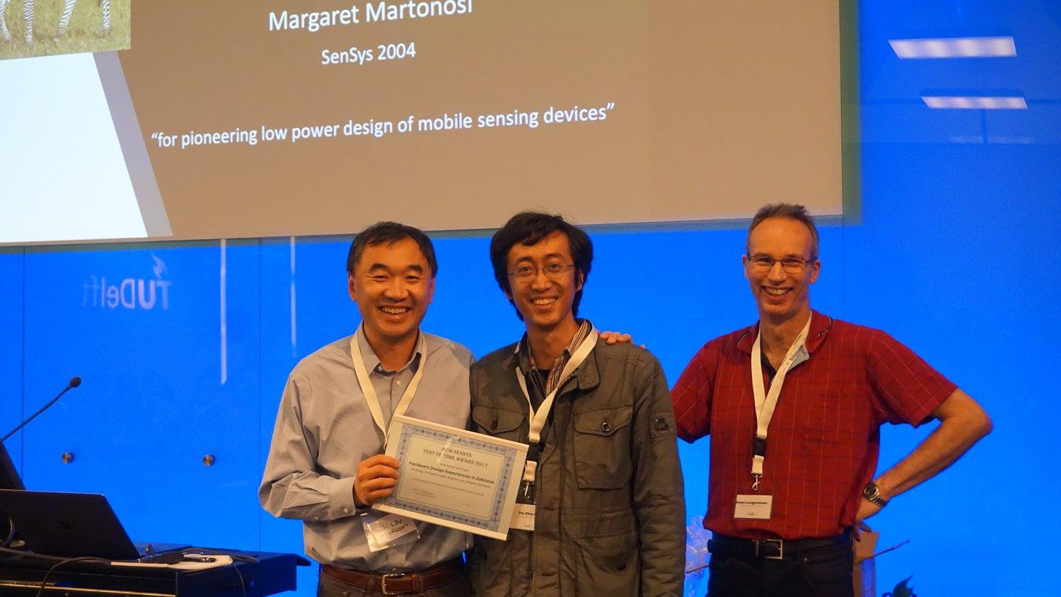Pei Zhang  receives the ACM SenSys Test of Time Award (ToTA)
